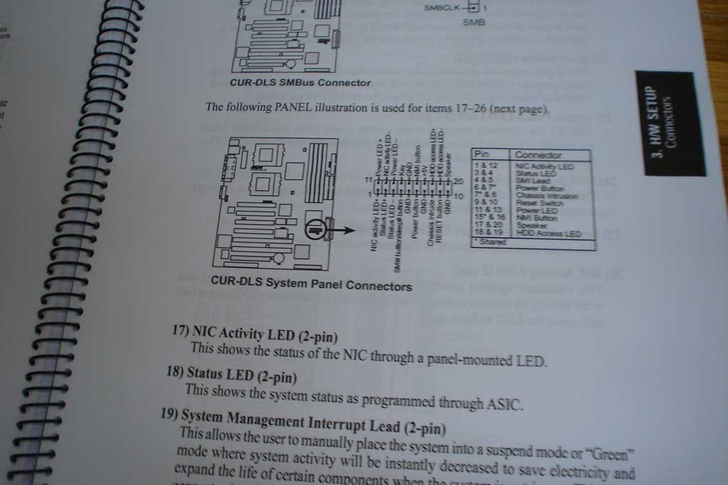 Manual de placa base ASUS CUR-DLS con la asociación de cables y pines